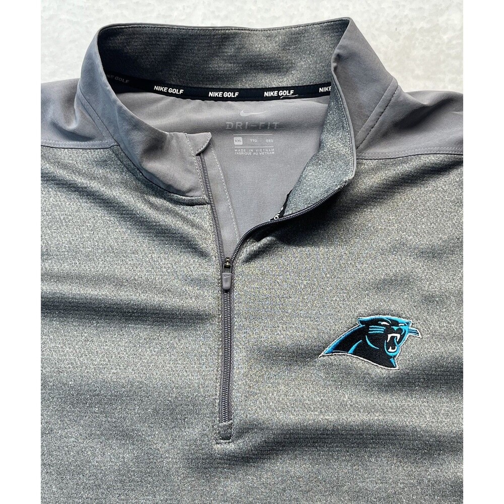 Nike Golf Pullover XXL Gray Carolina Panthers Dri Fit 1/4 Zip Sweatshirt NFL
